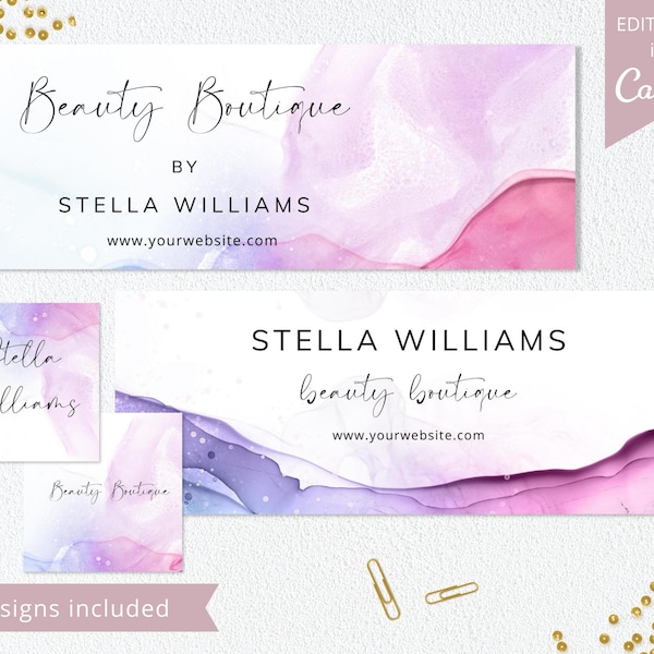 Facebook Cover Template, 5 Canva Design Templates, Facebook Banner für professionelles Beauty Business. Dtp-033