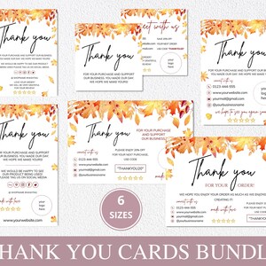 Dankeskarten-Paket-Vorlage, bearbeitbarer Herbst Danke für Bestellung Geschäftsverpackung, druckbare kleine Geschäftseinsätze, Etsy Danke.DTP-026