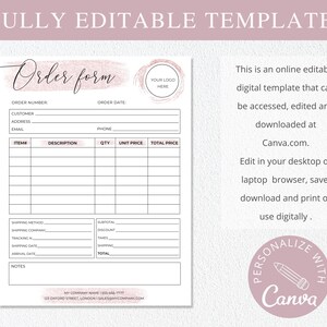15 Editable Order Forms Bundle I Canva Template I Invoice Template I ...