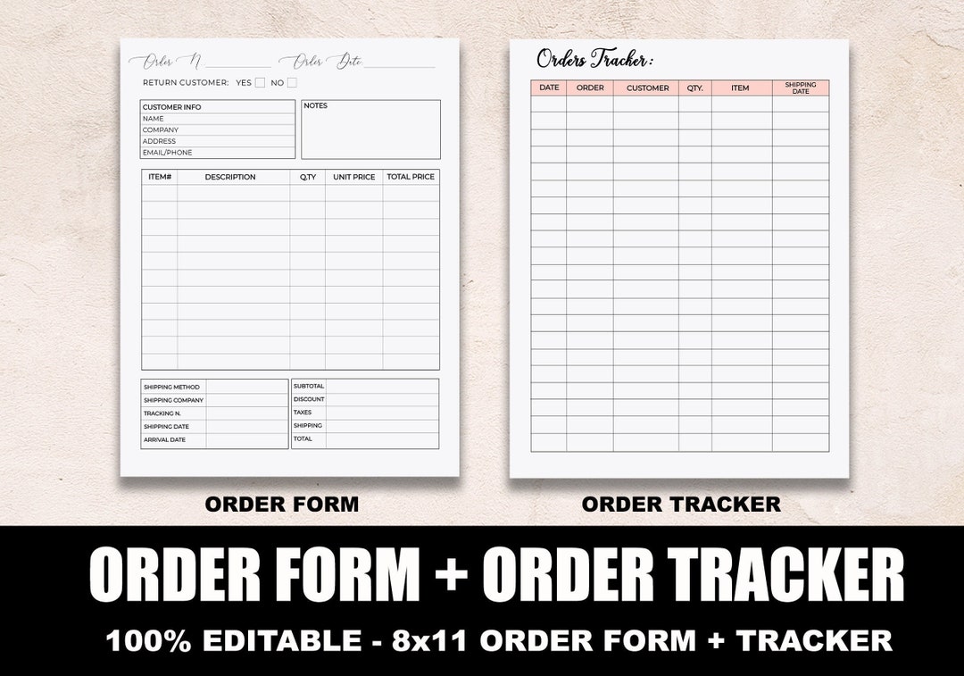Order Form + Order Tracker Template, Editable Order Tracking & Form ...