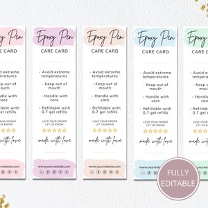 Kaartsjabloon voor epoxy-penonderhoud, kaart met afdrukbare pennen Onderhoudsinstructies, kaart met instructies voor kleine bedrijven, directe digitale download. DTP-030