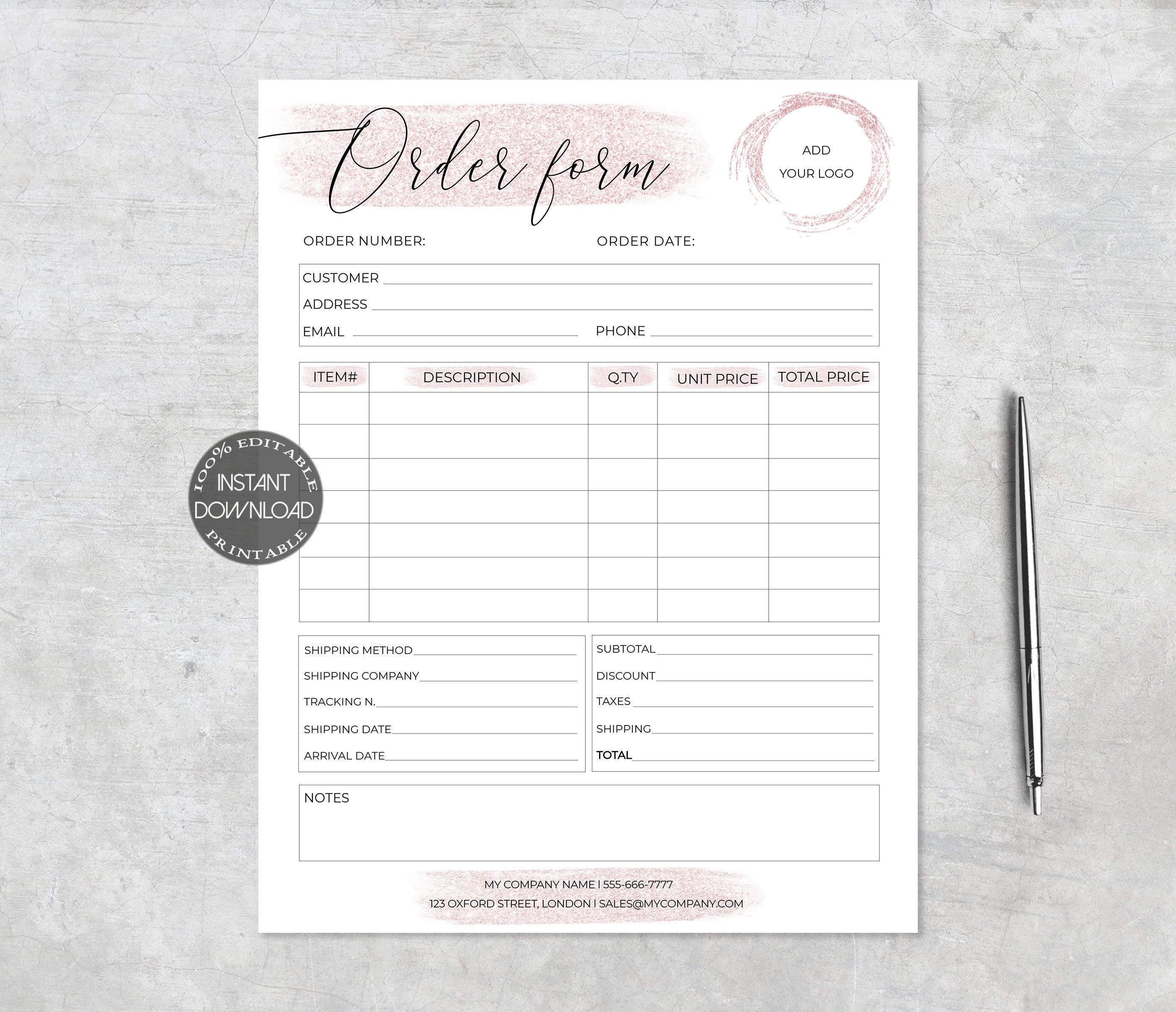 Small Business Free Printable Order Forms For Crafts