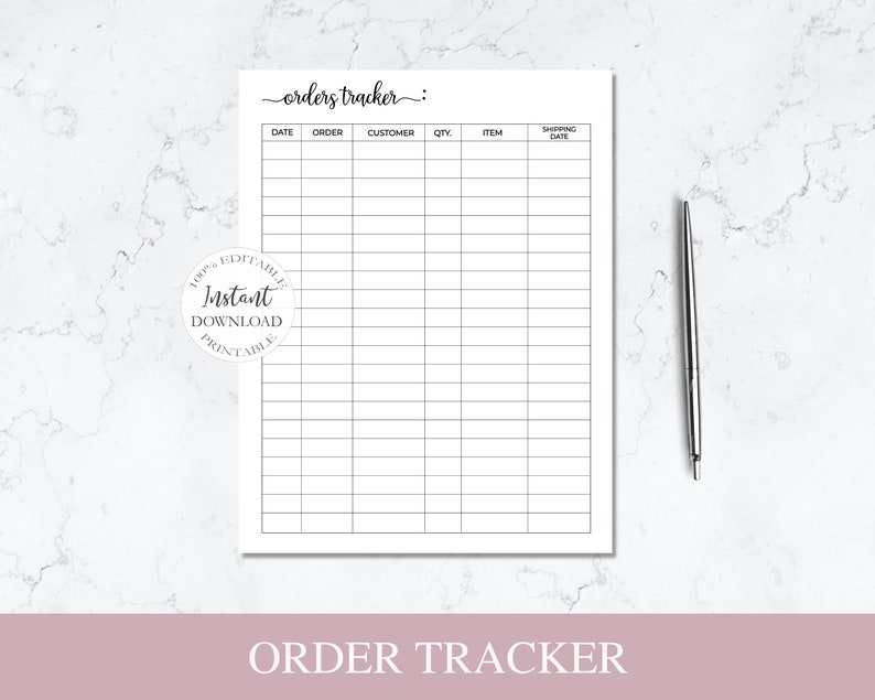 Order Tracker Template Printable Order Tracking Editable | Etsy