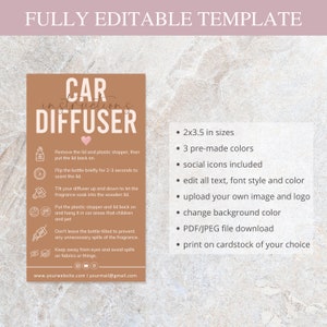 Car Diffuser Canva Template I Editable Car Air Freshener, Small ...