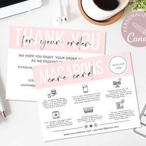 Macarons Care Card I Canva Editable Template I Wedding Macarons Care Cards I Printable Care Guide I Cake Instructions I Instant Download.