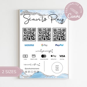 Scan to Pay Card I bearbeitbare Canva Vorlage, QR-Code-Zeichen, Geschäftsschild für kleine Unternehmen, Venmo-Zahlung druckbar, sofortiger Download.