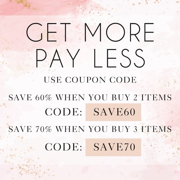 COUPON CODES. Buy 2 - Save 60, Buy 3 - Save 70. Get More Pay Less from DigitalTemplatePaper on Etsy.