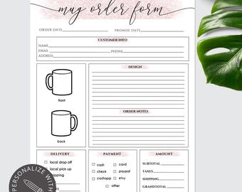 Sjabloon bestelformulier mok | Bewerkbaar bestelformulier canva-beker Small Business