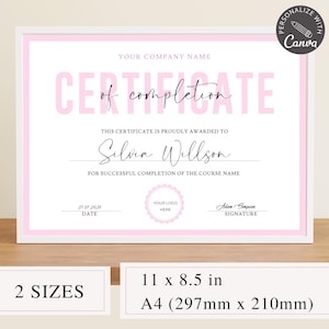 Editable Certificate Of Completion I Canva Template, Lash Certificate Of Completion, Training Course Certificate, Makeup Artist Certificate