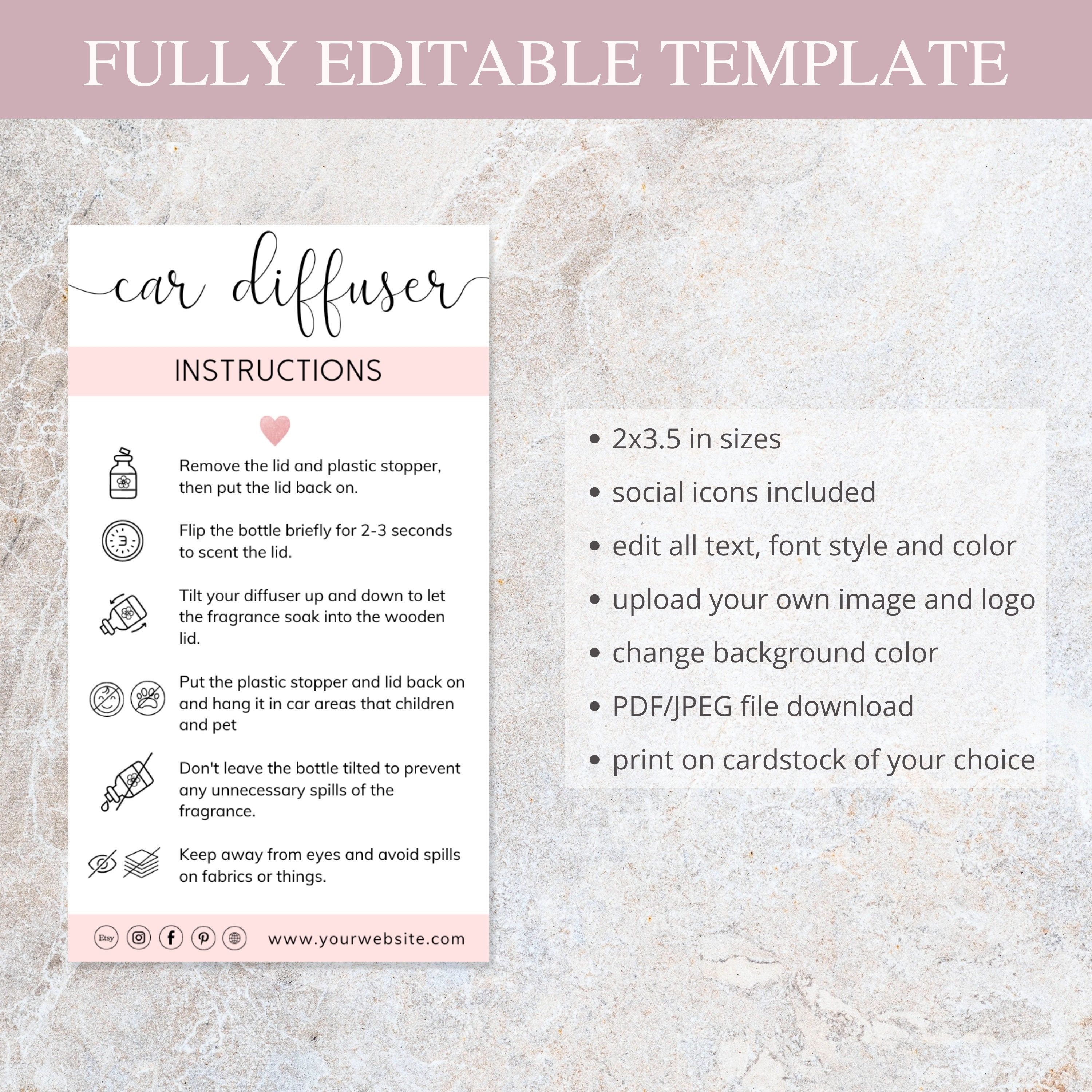 Car Diffuser Canva Template I Editable Car Air Freshener, Small ...