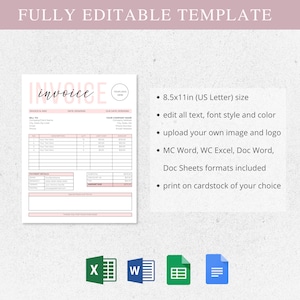 Editable Invoice Template for Google Docs, MC Word Invoice Template for ...