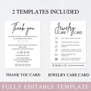 canva template, jewelry care card, jewelry packaging, care instructions