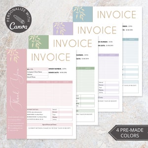 Invoice Template Editable, Small Business Invoice Bundle, Digital Canva Template, Printable Bill Receipt, Order Form Invoice Pack.