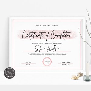 Editable Certificate Of Completion I Canva Template, Lash Certificate Of Completion, Training Course Certificate, Makeup Artist Certificate
