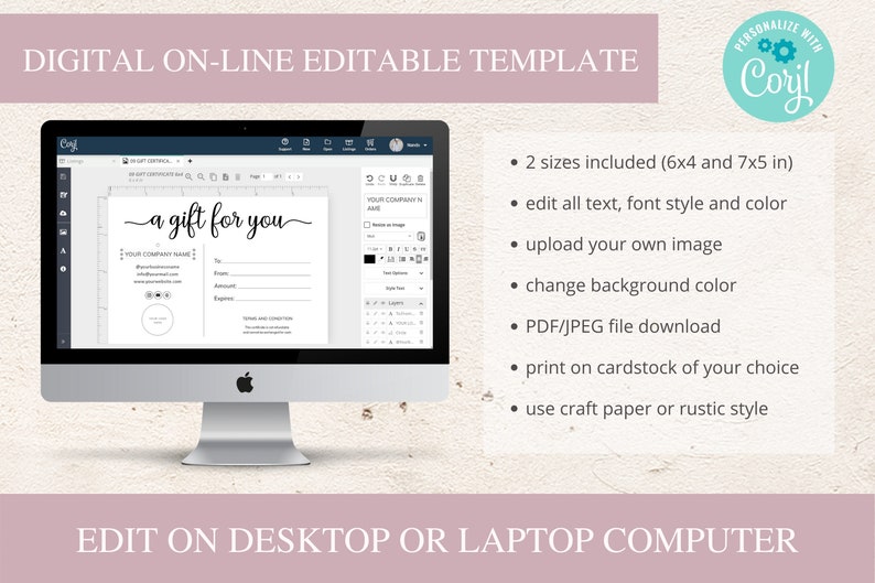 Editable Gift Cards Template Printable Etsy Gift Card Gift | Etsy