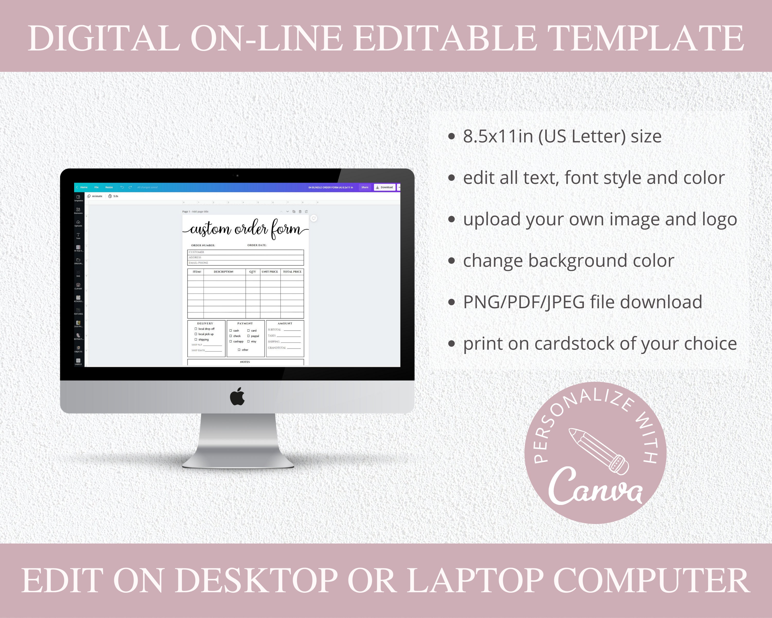 4 Order Forms Bundle I Editable Invoice Order Form I Printable T-shirt ...