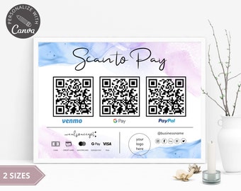 Sjabloon Scan-to-Pay-bord | Bewerkbaar QR-codebetalingsbord voor kleine bedrijven Canva