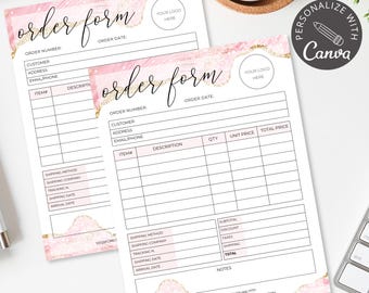 Sjabloon Taartbestelformulier | Bewerkbare custom-bestellingskaart Canva Bakery afdrukbaar