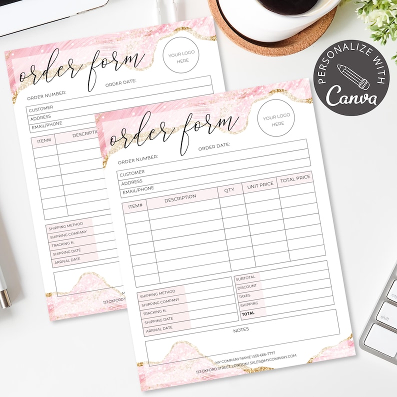 Cake Order Form Template | Editable Canva Bakery Custom Order Card ...