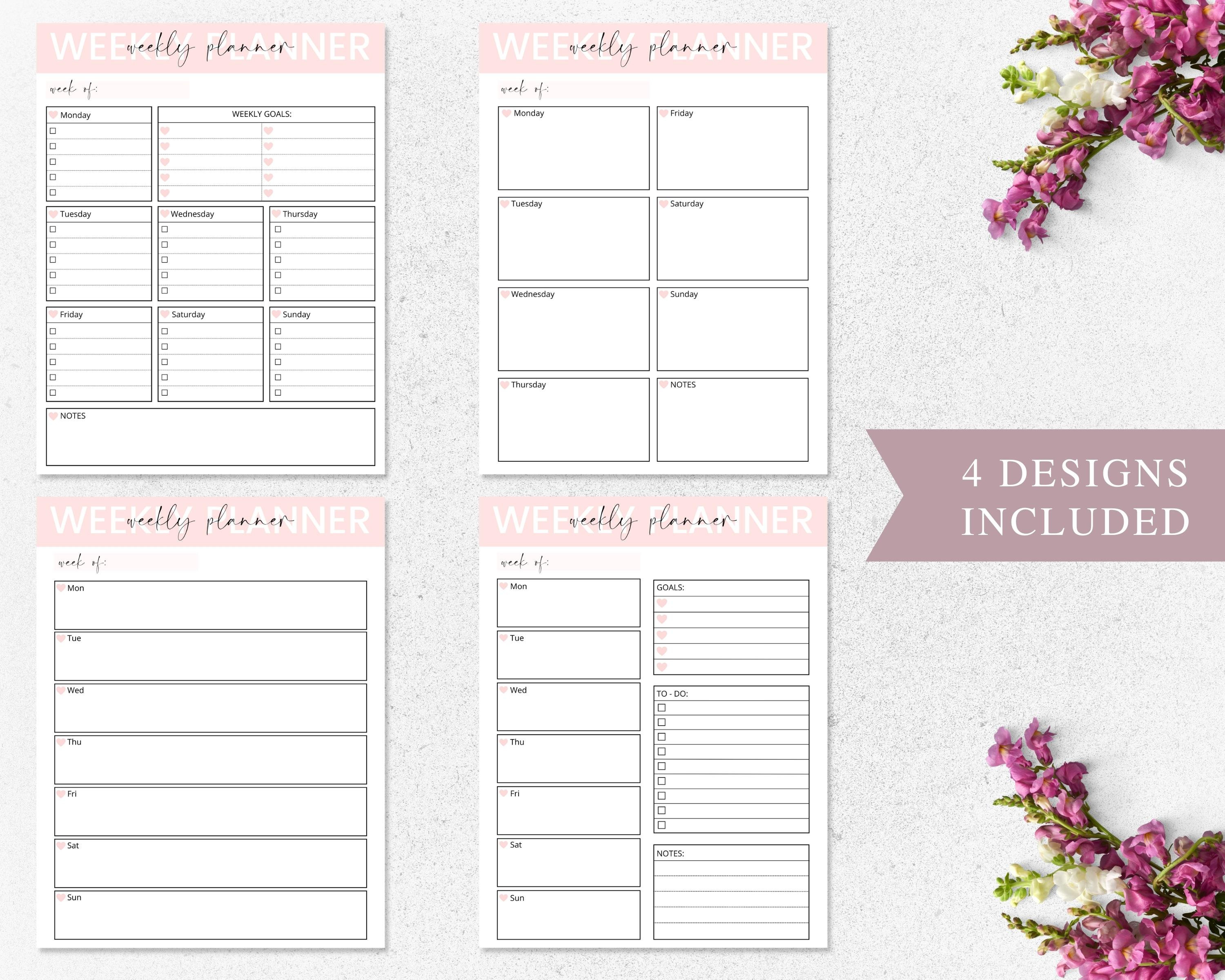 4 Editable Weekly Planner ADHD Planner Printable Canva - Etsy