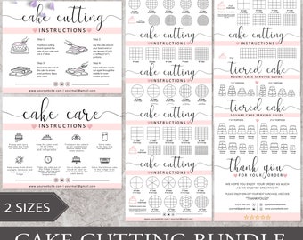 Puede incluir: Un paquete imprimible de 12 plantillas para cortar pasteles para recepciones de boda, cumpleaños y otros eventos. Las plantillas incluyen instrucciones para cortar pasteles redondos y cuadrados, así como pasteles de varios niveles. Las plantillas son editables en Canva e incluyen una tarjeta de agradecimiento.