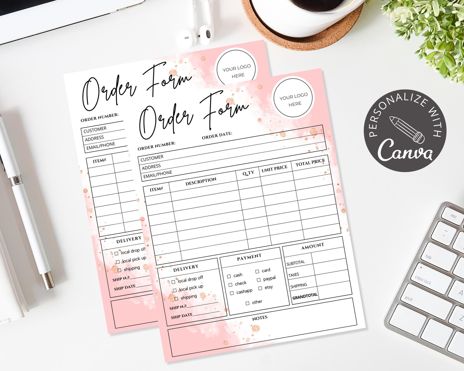Editable Canva Template for Small Business Order Form | Printable Craft ...
