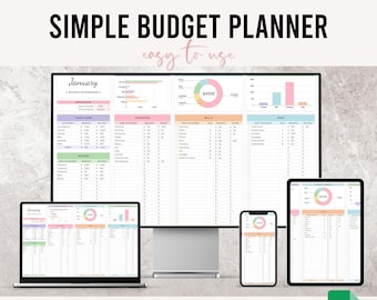 Modello di budget mensile modificabile / Pianificatore di budget Fogli Google, Monitoraggio delle spese, Calendario delle fatture, Monitoraggio dei risparmi, Foglio di calcolo del budget