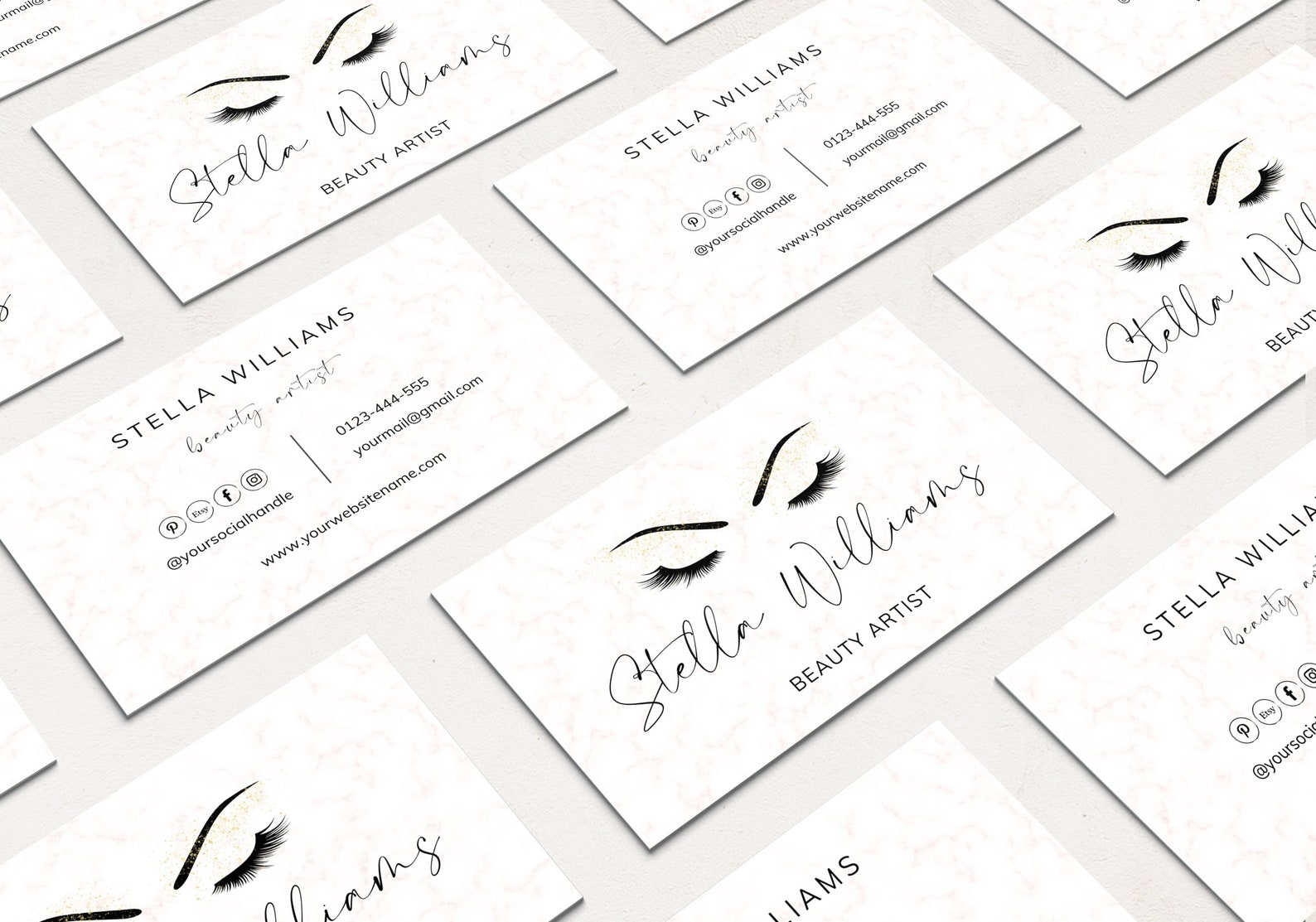 Eyelash Business Cards Template Editable Lash Business Card Etsy