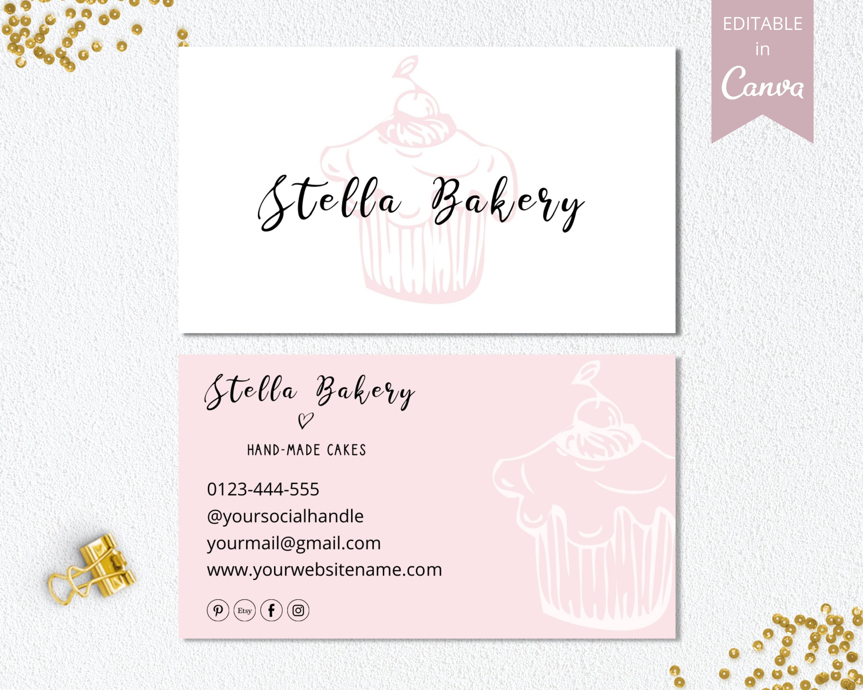 Bakery Business Card Template Editable Handmade Cakes Business