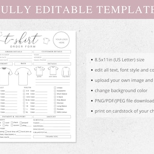 May include: A printable t-shirt order form template with sections for order details, customer information, and shirt specifications. The form includes options for adult and youth sizes, payment, and delivery. The form is 21.6 x 27.9 cm.