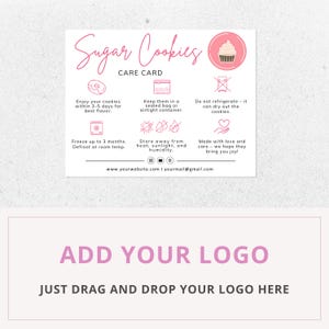 sugar cookies care card, care instructions, editable canva template