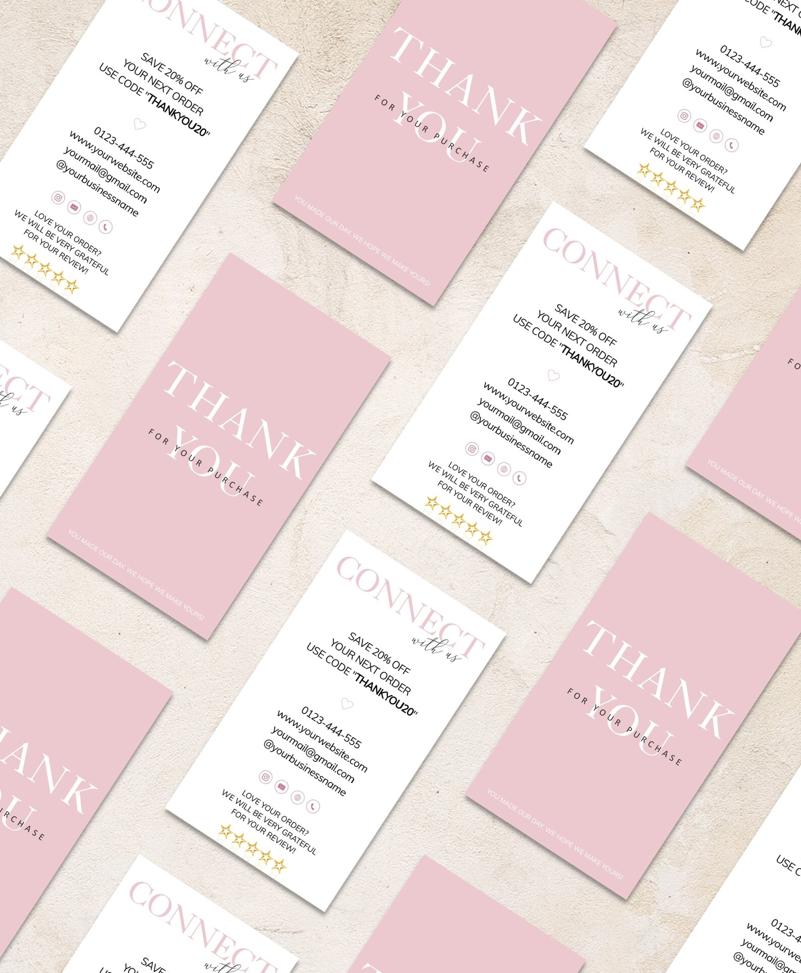 Thank You Business Cards Canva Template Editable Thank You - Etsy