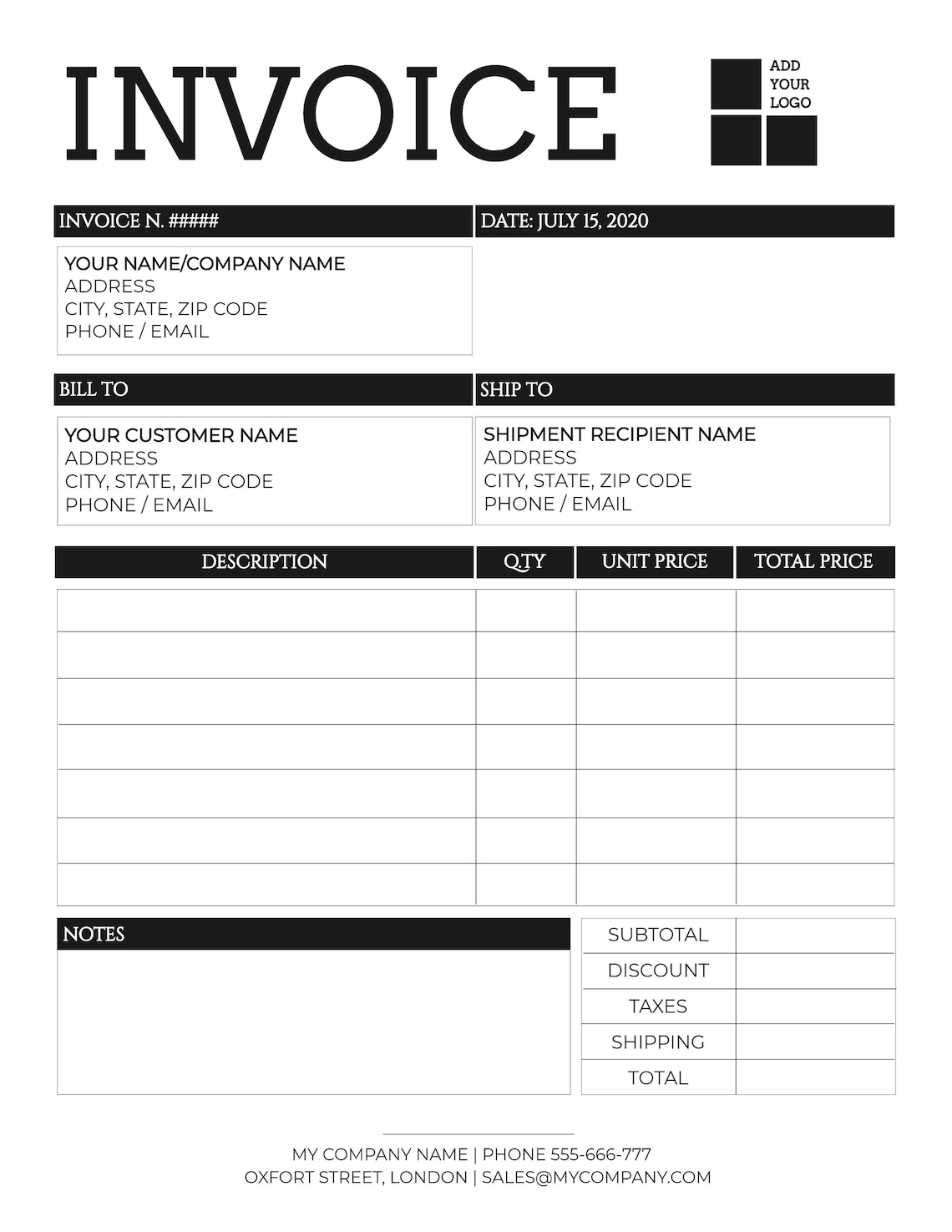 Invoice Template Printable Craft Business Order Form Etsy Invoice Template Printable Craft Business Order Form Etsy
