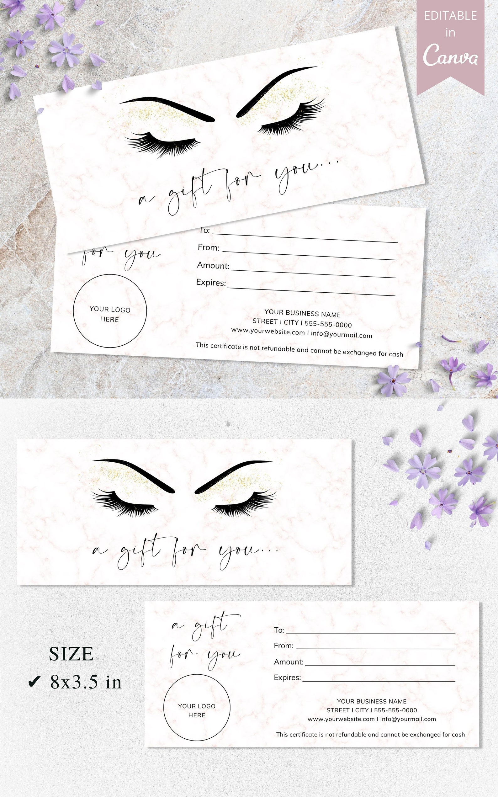Gift Certificate Template Lash Gift Card Printable Custom - Etsy