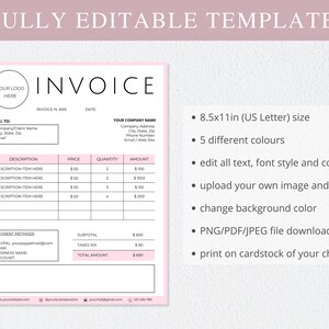 Invoice Editable Template, Printable Order Form Invoice, 5 Premade ...