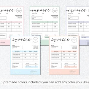 Invoice Editable Template, Printable Order Form Invoice, 5 Premade ...
