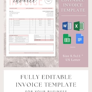 Editable Invoice Template for Google Docs, MC Word Invoice Template for ...