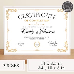 Editable Certificate Of Completion I Canva Template, Lash Certificate Of Completion, Training Course Certificate, Makeup Artist Certificate