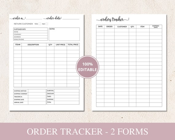 Order Tracker Template Printable Order Tracking Editable | Etsy