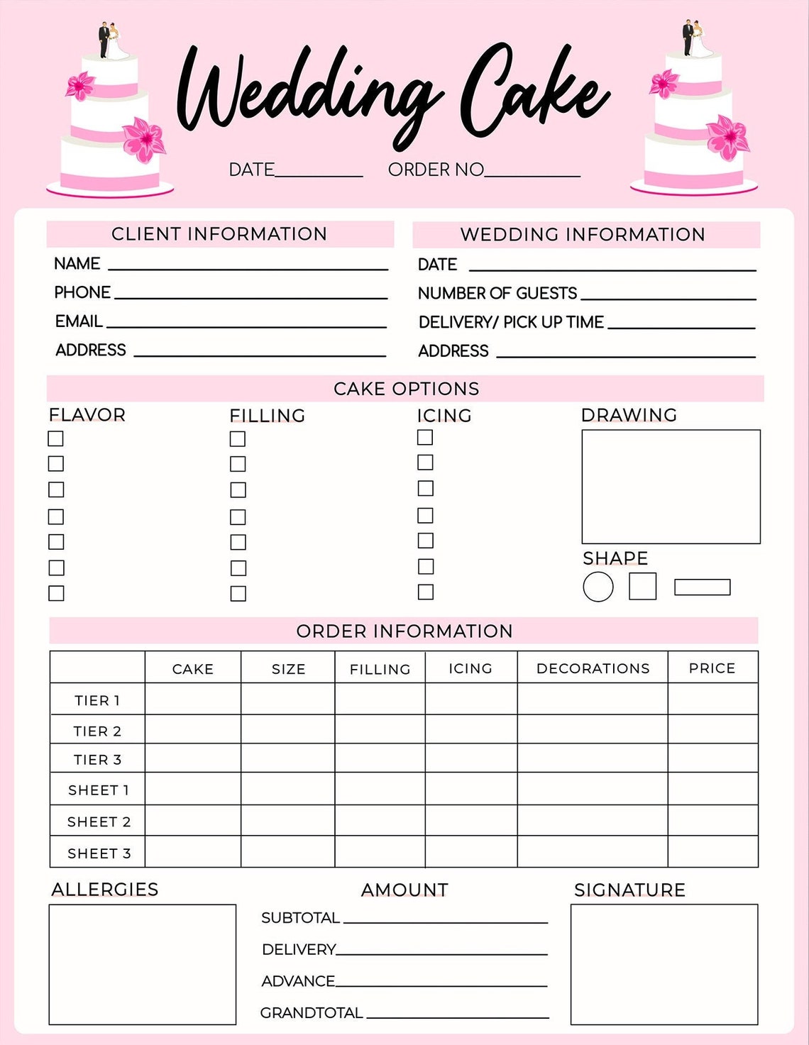 wedding-cake-pink-order-form-template-editable-bakery-order-etsy