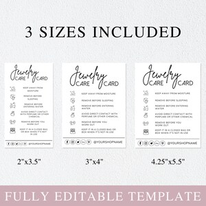 canva template, jewelry care card, jewelry packaging, care instructions