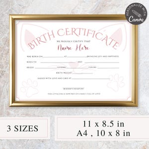 Canva-sjabloon geboorteakte huisdier | Puppycertificaat, adoptiebord hond, huisdieraankondiging, fokkersformulieren, certificaat katten