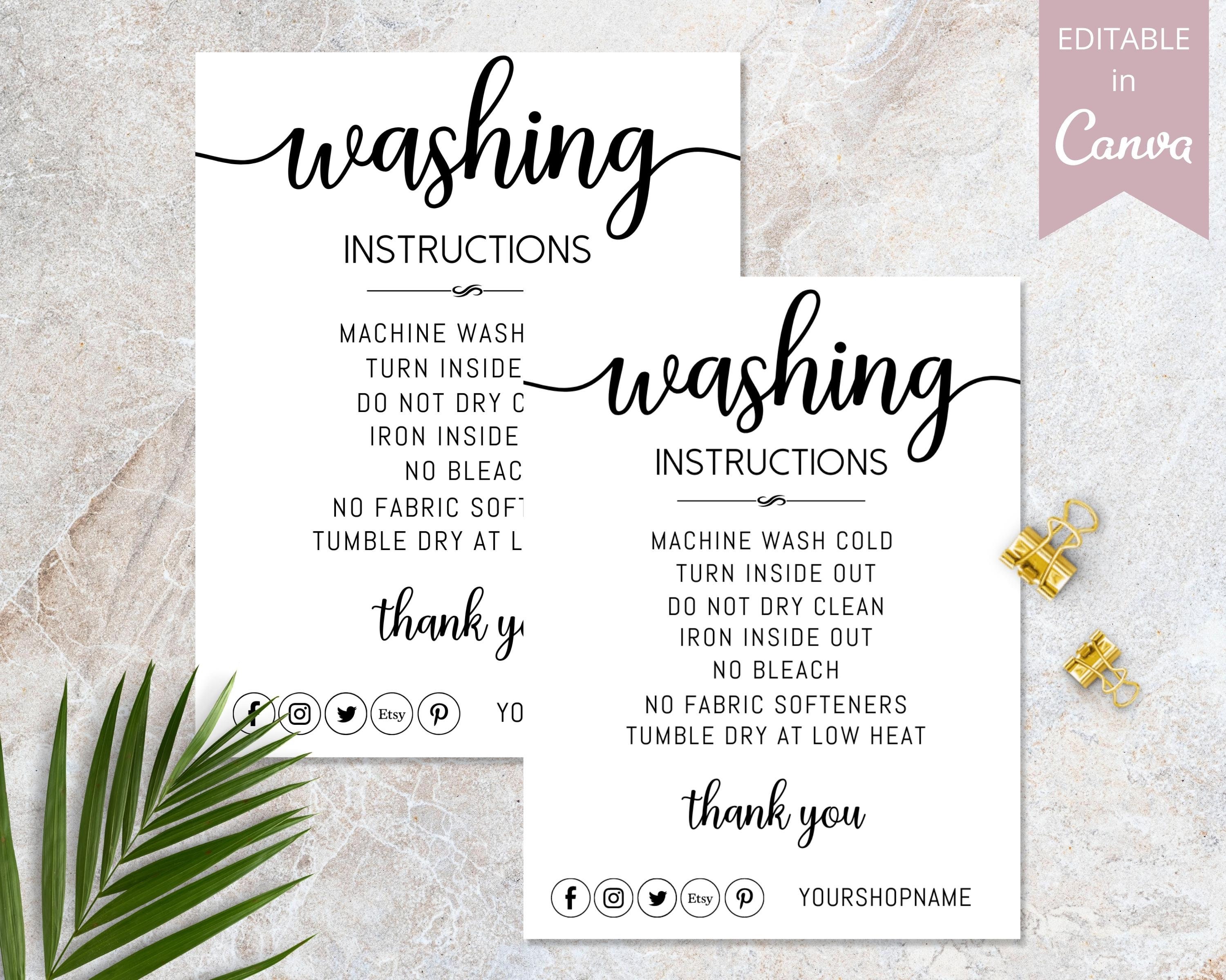 Free Customizable Washing Care Tags ⋆ Dream a Little Bigger