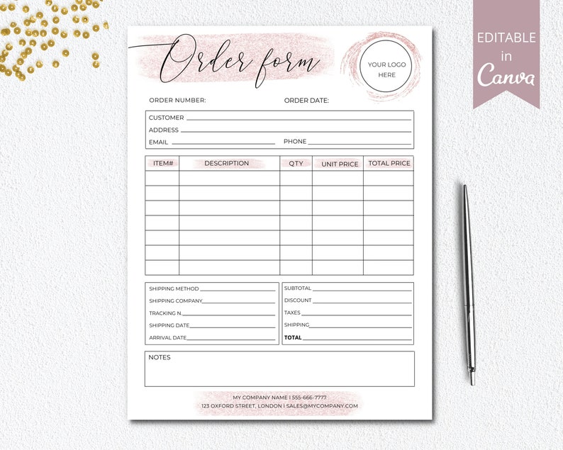 Editable Order Form Small Business Forms Printable Craft Etsy Editable Order Form Small Business Forms Printable Craft Etsy