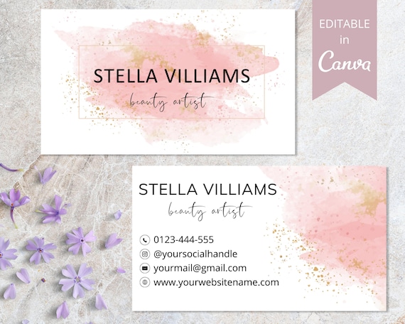 Pink Business Card Template, Editable Canva Template, Custom Business Cards  Printable, Professional Small Business Card. DTP-025 