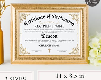 Certificate Of Ordination Template, Editable Canva Template, Gospel Ministry Certificate Form, Pastor Certificate, Deacon Certificate