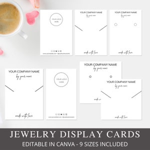Necklace Display Card Template Set, Printable Necklace Cards Logo Template,  Jewelry Display, Earrings Card, Necklace Holder, Canva Template 