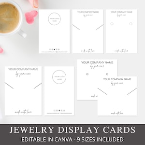 Necklace Display Card Template Set, Printable Necklace Cards Logo Template,  Jewelry Display, Earrings Card, Necklace Holder, Canva Template 