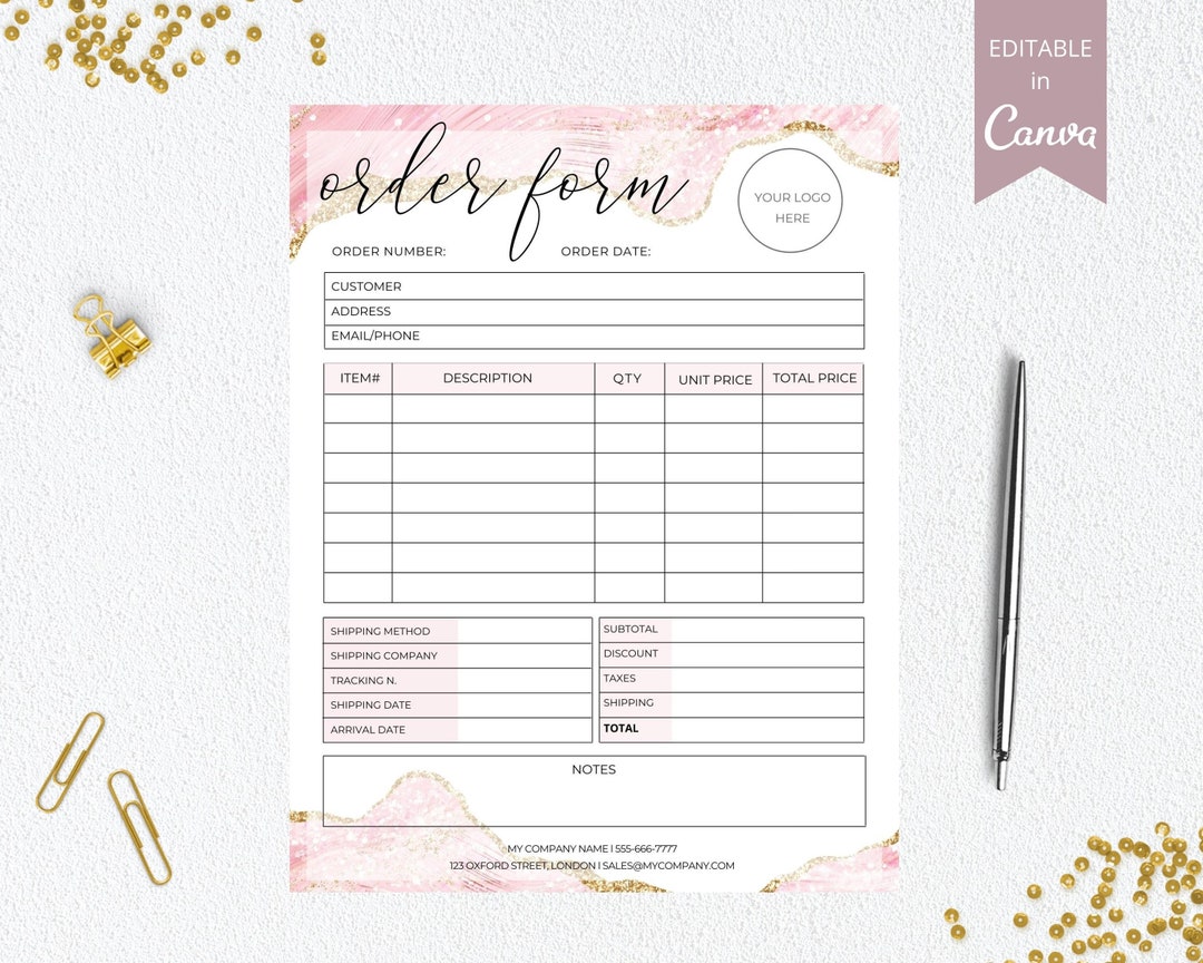Order Form Editable Crafters Order Form Template Etsy Shop Craft