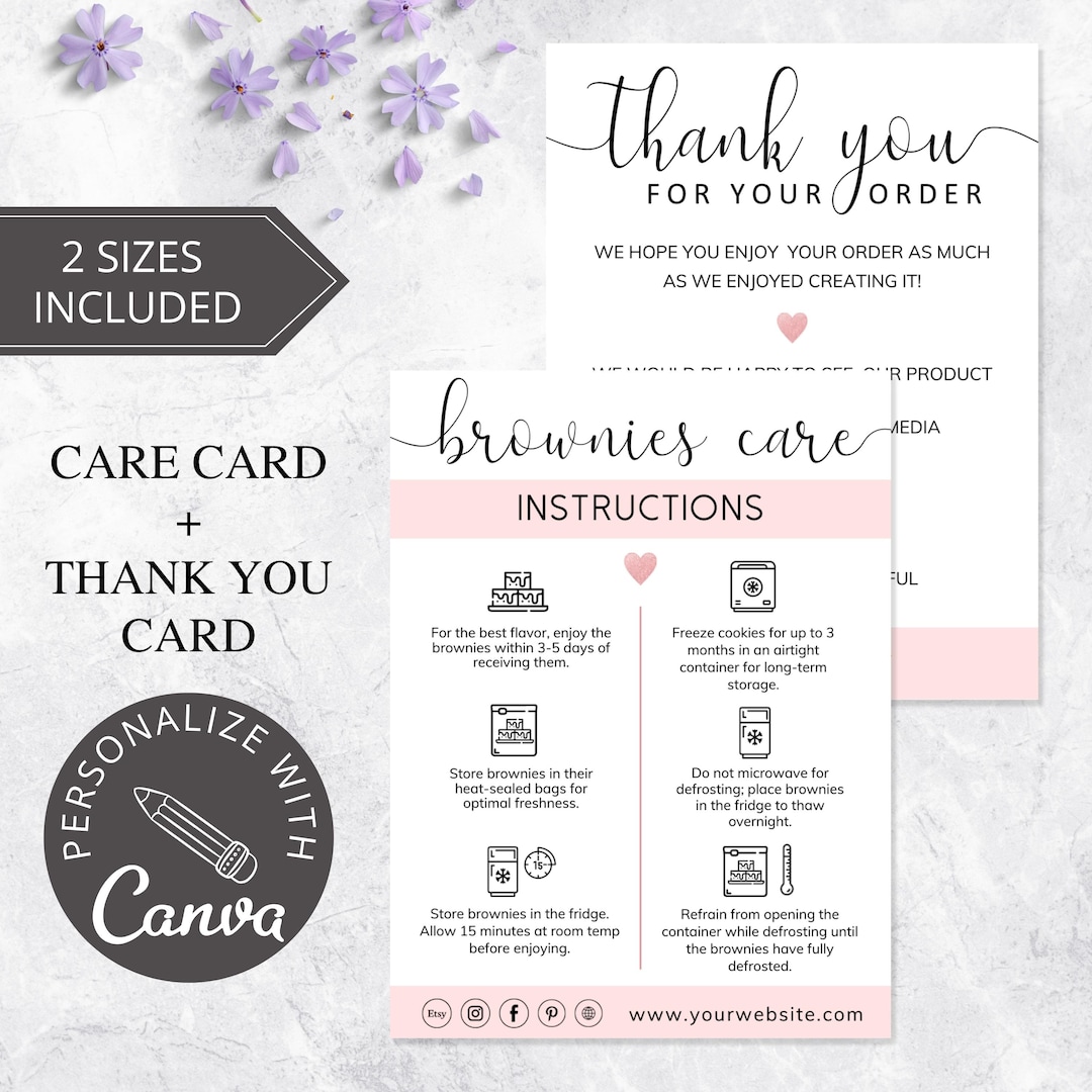 Brownies Care Card Template I Canva Template I Cookie Thank - Etsy